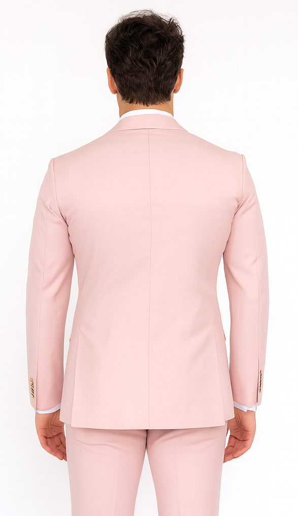 Rossi Man MAX RM1203 Slim Fit 3-Piece Suit - Solid Pink Formalwear for Men by USA Men's Outlet