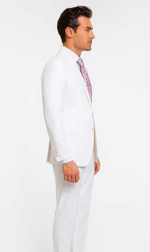 Rossi Man MAX RM1374 White Slim Fit 3-Piece Suit - Men’s Formalwear by USA Men's Outlet