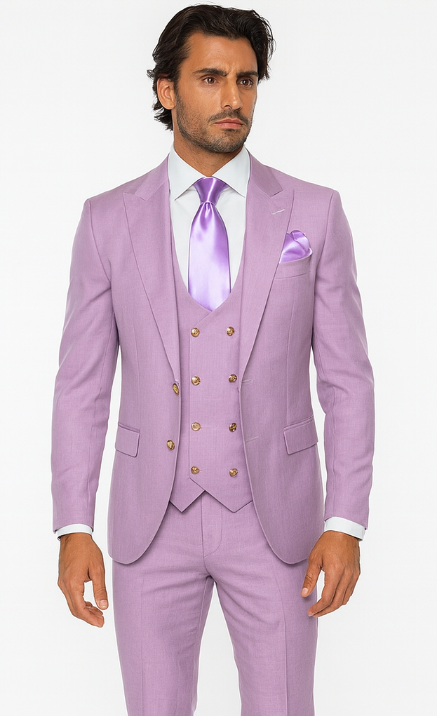 Rossi Man MAX RM1378 Slim Fit 3-Piece Lavender Suit - Formalwear for Men USA Men's Outlet