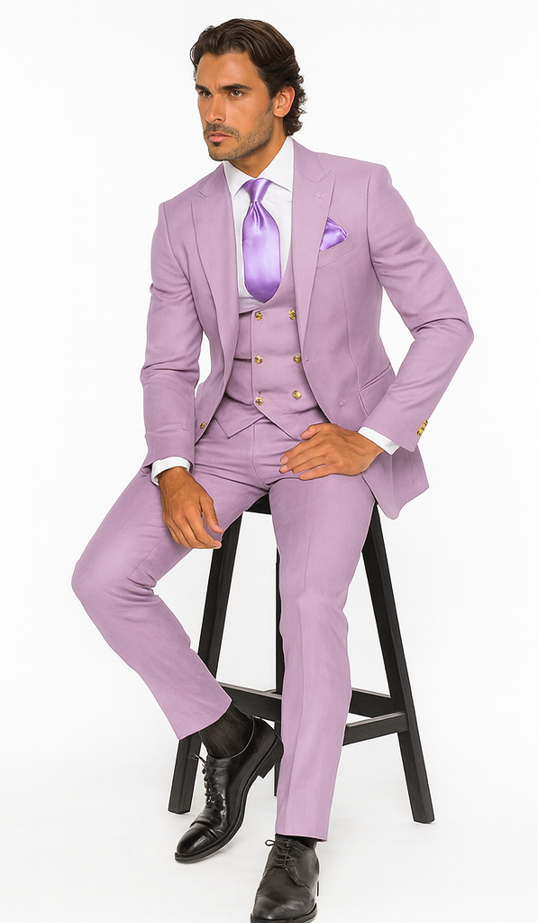 Rossi Man MAX RM1378 Slim Fit 3-Piece Lavender Suit - Formalwear for Men USA Men's Outlet