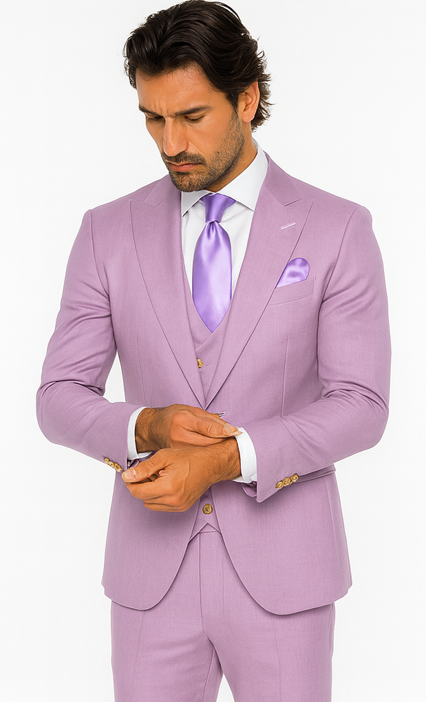 Rossi Man MAX RM1378 Slim Fit 3-Piece Lavender Suit - Formalwear for Men USA Men's Outlet