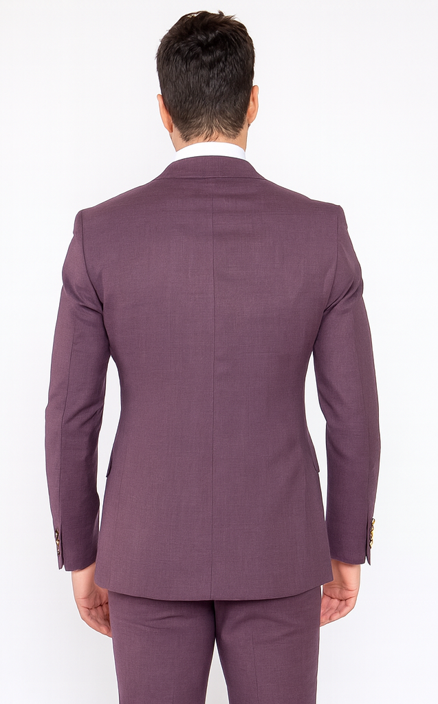 Rossi Man MAX RM1381 Slim Fit 3-Piece Suit - Solid Raspberry Suit for Men by USA Men's Outlet