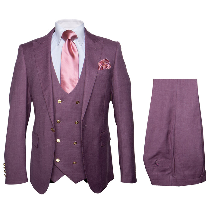 Rossi Man MAX RM1381 Slim Fit 3-Piece Suit - Solid Raspberry Suit for Men by USA Men's Outlet