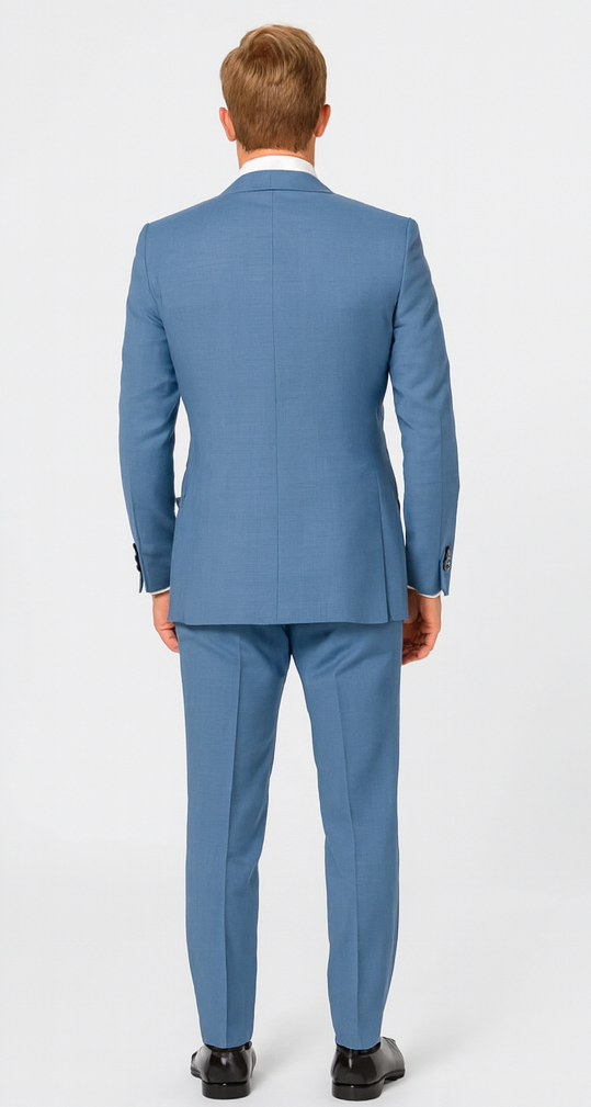 Rossi Man MAX RM1387 Slim Fit 3-Piece Suit - Solid Blue Formalwear for Men USA Men's Outlet