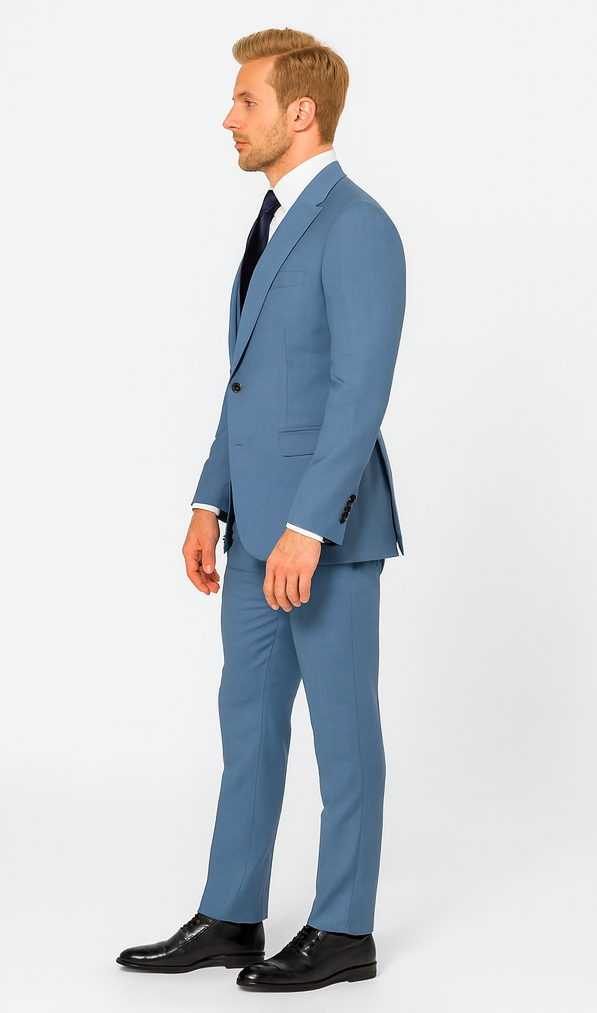 Rossi Man MAX RM1387 Slim Fit 3-Piece Suit - Solid Blue Formalwear for Men USA Men's Outlet