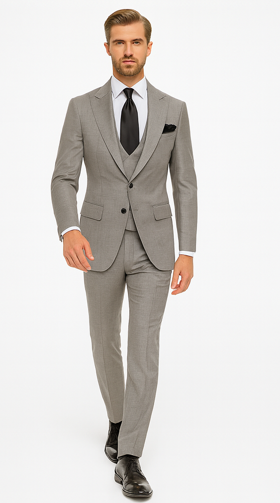 Rossi Man MAX RM1389 Grey Slim Fit 3-Piece Suit - Men’s Formalwear by USA Men's Outlet
