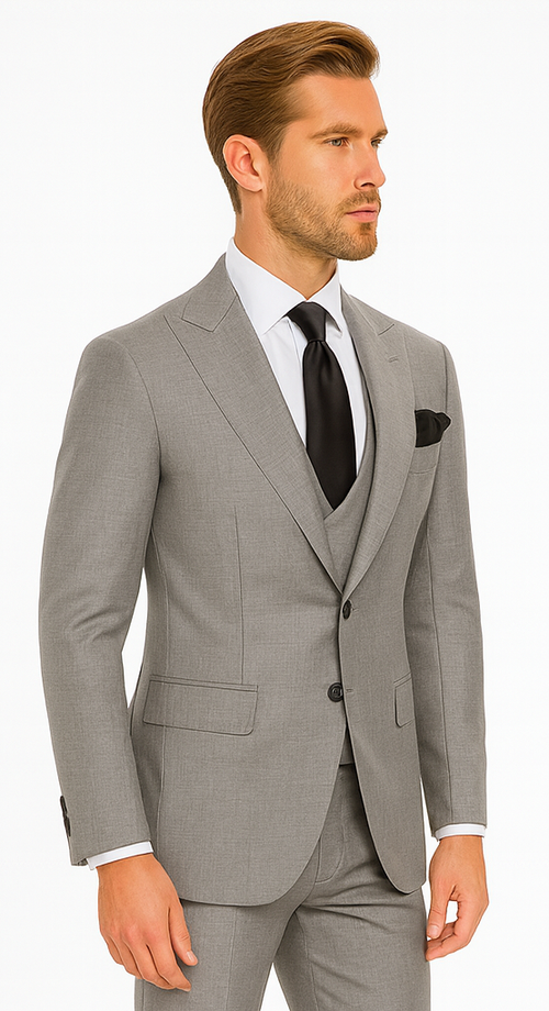 Rossi Man MAX RM1389 Grey Slim Fit 3-Piece Suit - Men’s Formalwear by USA Men's Outlet