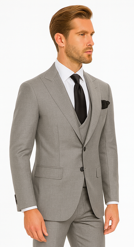 Rossi Man MAX RM1389 Grey Slim Fit 3-Piece Suit - Men’s Formalwear by USA Men's Outlet