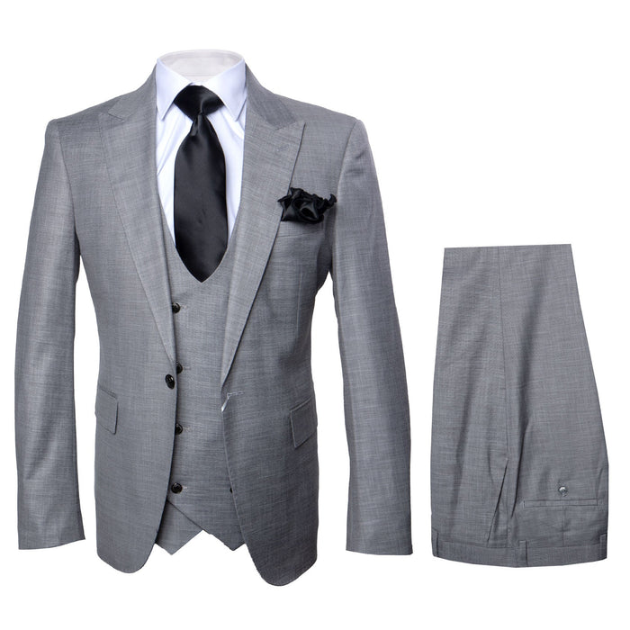 Rossi Man MAX RM1389 Grey Slim Fit 3-Piece Suit - Men’s Formalwear by USA Men's Outlet