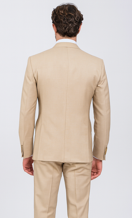 Rossi Man MAX RM1391 Beige Slim Fit 3-Piece Suit - Men’s Modern Formalwear by USA Men's Outlet