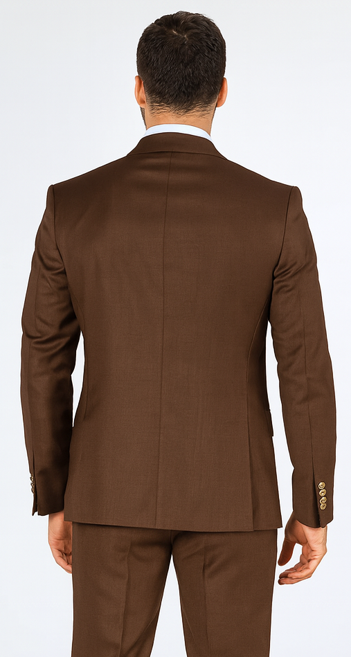 Rossi Man MAX RM1392 Brown Slim Fit 3-Piece Suit - Men’s Formalwear by USA Men's Outlet