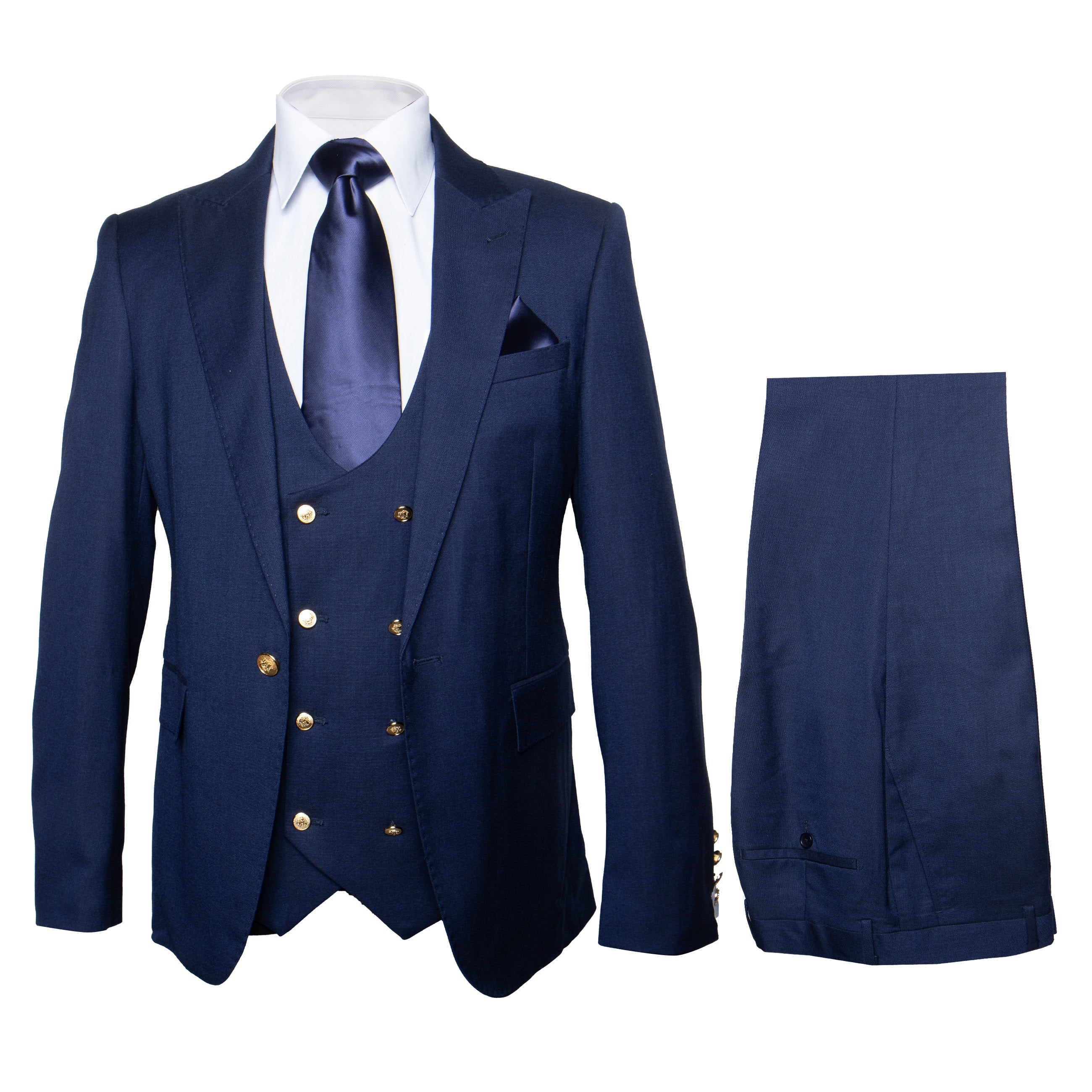 Rossi Man MAX RM1393 Navy Slim Fit 3-Piece Suit - Modern Men’s Formalwear | USA Men's Outlet