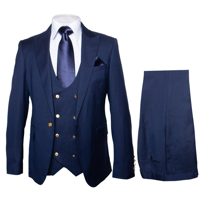 Rossi Man MAX RM1393 Navy Slim Fit 3-Piece Suit - Modern Men’s Formalwear | USA Men's Outlet