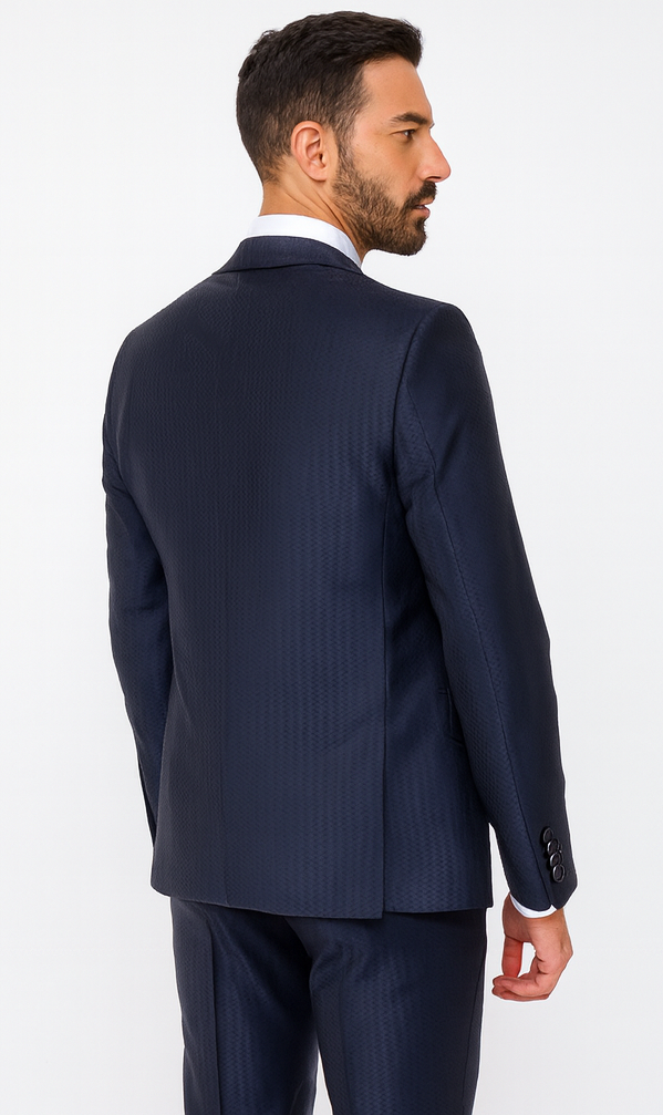 Rossi Man MAX RM1711 Navy Slim Fit 3-Piece Suit - Men’s Formalwear at USA Men's Outlet