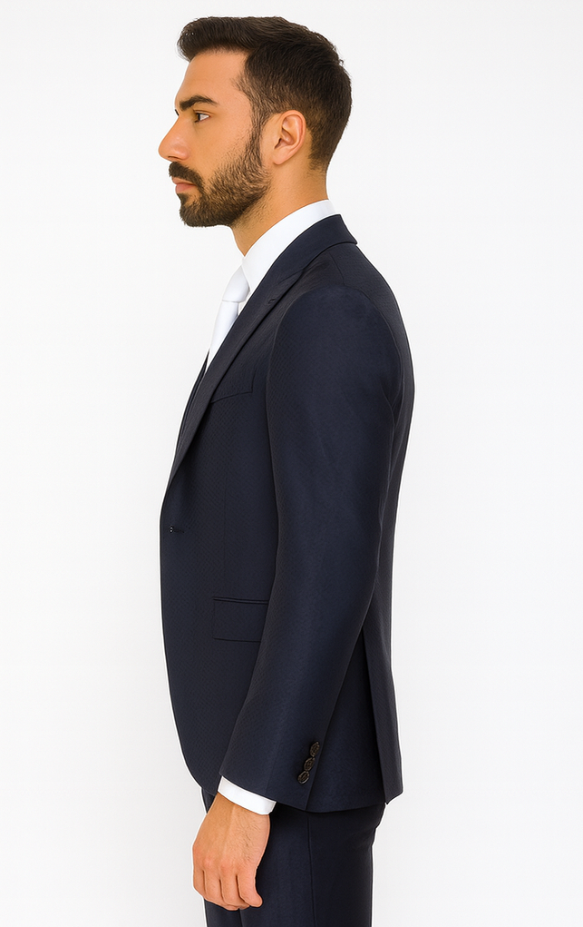 Rossi Man MAX RM1711 Navy Slim Fit 3-Piece Suit - Men’s Formalwear at USA Men's Outlet