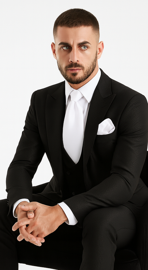 Rossi Man MAX RM1712 Black Slim Fit 3-Piece Suit - Stylish Men’s Formalwear by USA Men's Outlet