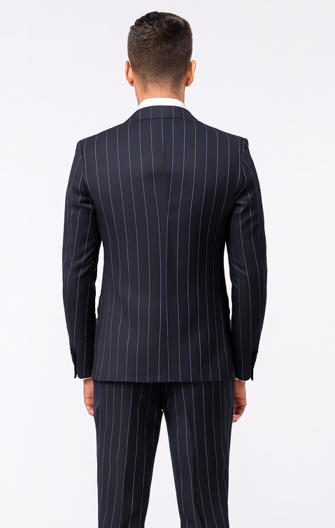 Rossi Man MAX RM1725 Navy Slim Fit 3-Piece Suit - Men’s Formalwear at USA Men's Outlet