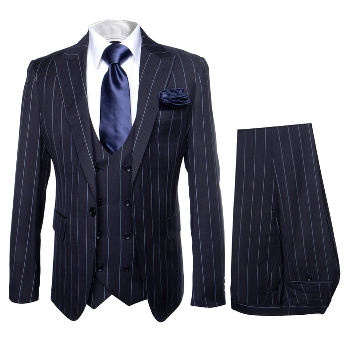 Rossi Man MAX RM1725 Navy Slim Fit 3-Piece Suit - Men’s Formalwear at USA Men's Outlet