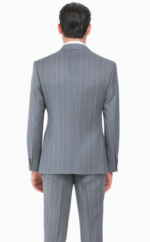 Rossi Man MAX RM1726 Grey Pinstripe Slim Fit 3-Piece Suit - Men’s Formalwear at USA Men's Outlet