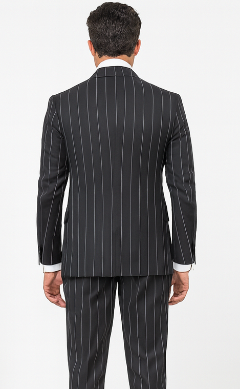 Rossi Man MAX RM1728 Black Stripe Slim Fit 3-Piece Suit - Modern Men’s Formalwear USA Men's Outlet