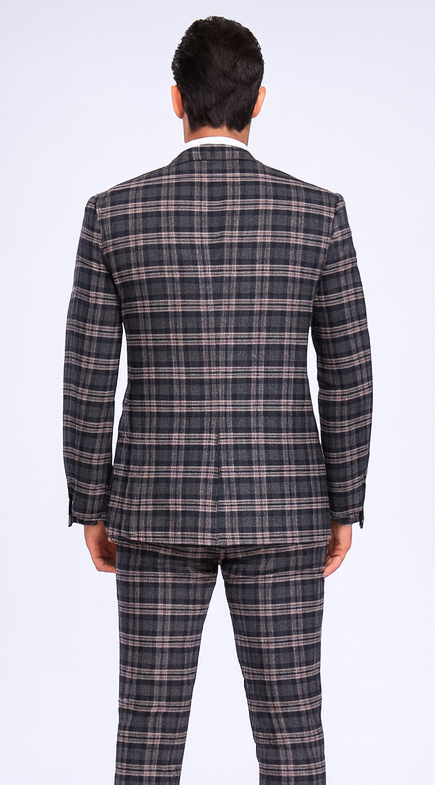 Rossi Man MAX RM1739 Black & Pink Slim Fit 3-Piece Suit - Men’s Formalwear by USA Men's Outlet