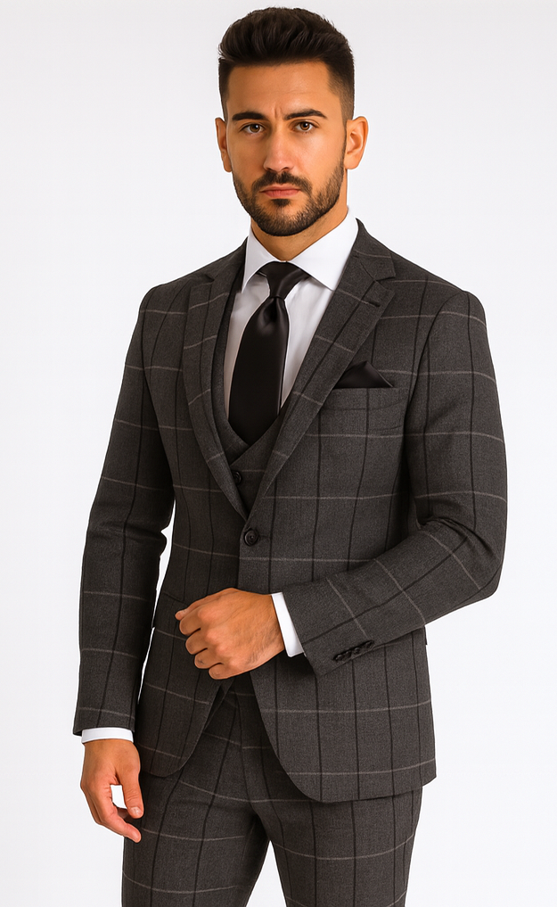 Rossi Man MAX RM1742 Brown Slim Fit Suit - Stylish Men’s Modern Formalwear by USA Men's Outlet