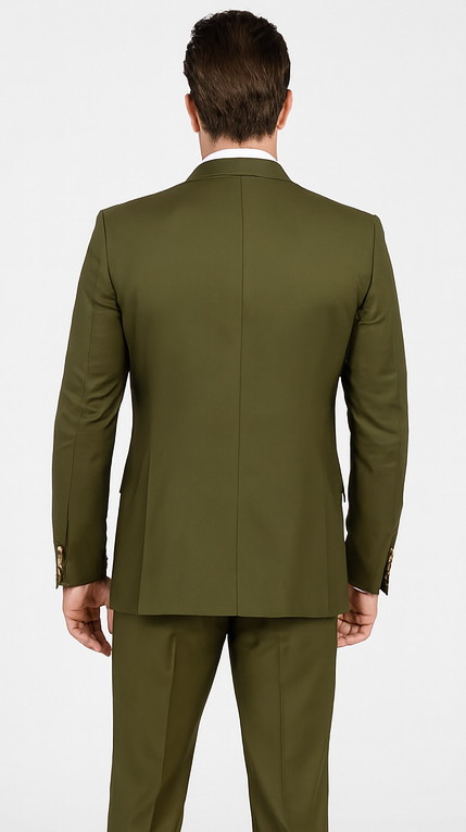 Rossi Man MAX RM1775 Olive Green Slim Fit 3-Piece Suit - Men’s Formalwear by USA Men's Outlet