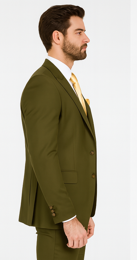 Rossi Man MAX RM1775 Olive Green Slim Fit 3-Piece Suit - Men’s Formalwear by USA Men's Outlet