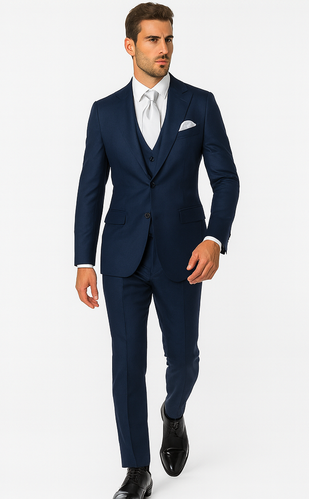 Rossi Man MAX RM1783 Slim Fit 3-Piece Blue Suit - Men’s Formalwear by USA Men's Outlet