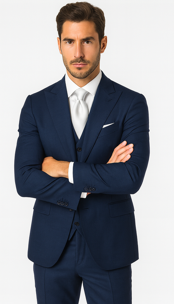 Rossi Man MAX RM1783 Slim Fit 3-Piece Blue Suit - Men’s Formalwear by USA Men's Outlet