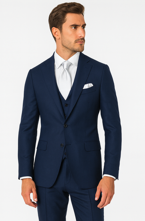 Rossi Man MAX RM1783 Slim Fit 3-Piece Blue Suit - Men’s Formalwear by USA Men's Outlet