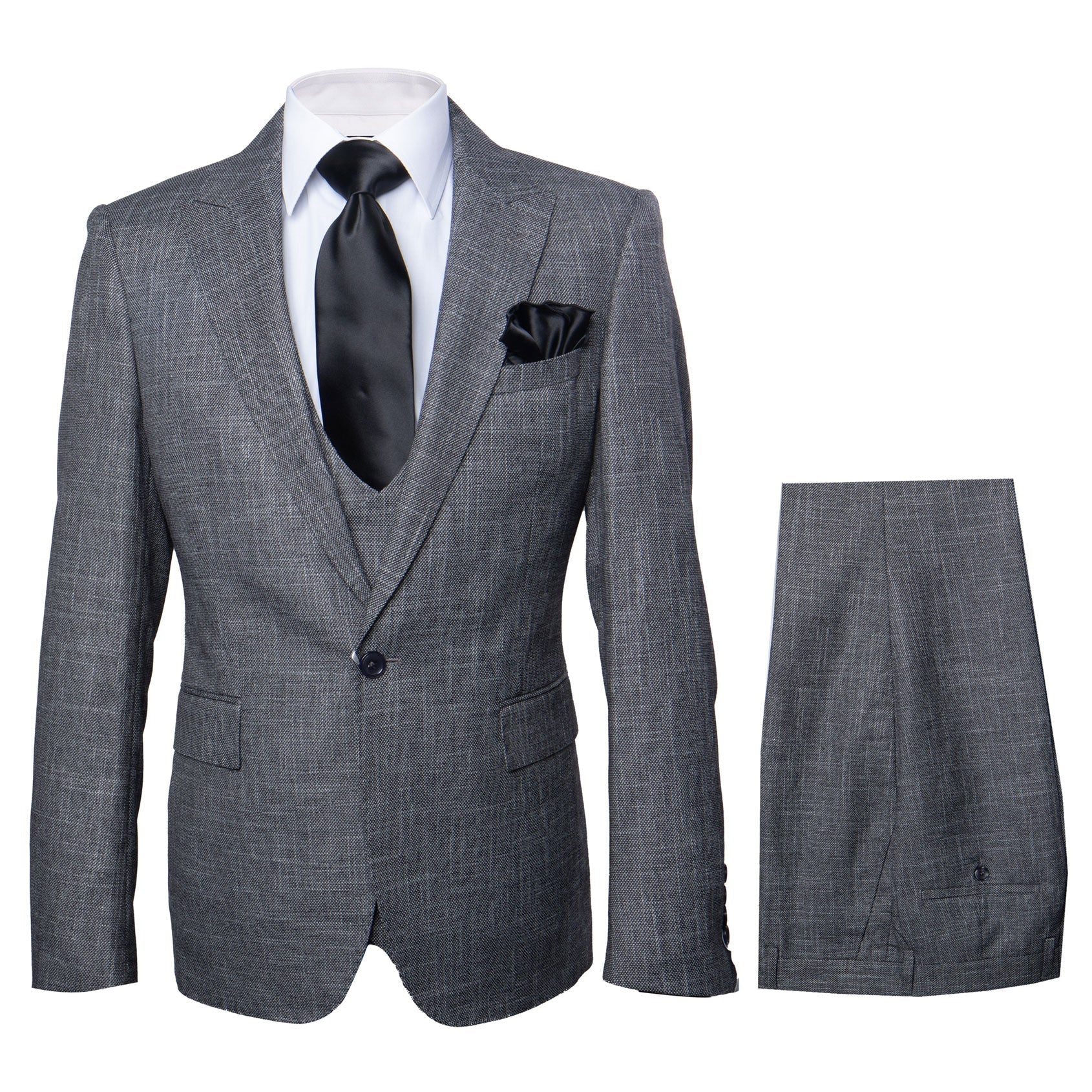 Rossi Man MAX RM1784 Grey Slim Fit 3-Piece Suit - Stylish Men’s Formalwear by USA Men's Outlet