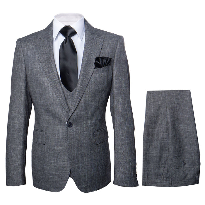 Rossi Man MAX RM1784 Grey Slim Fit 3-Piece Suit - Stylish Men’s Formalwear by USA Men's Outlet