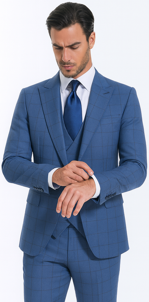 Rossi Man MAX RM1785 Slim Fit 3-Piece Suit - Modern Men’s Formalwear by USA Men's Outlet