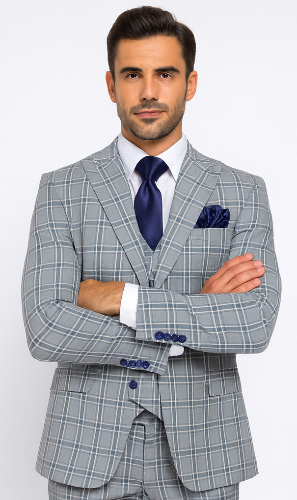 Rossi Man MAX RM1820 Slim Fit 3-Piece Suit - Men’s Formalwear by USA Men's Outlet