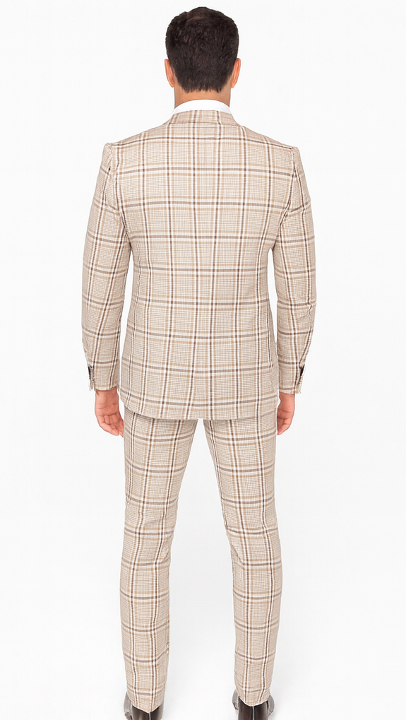 Rossi Man MAX RM1824 Light Brown Slim Fit 3-Piece Suit - Men’s Formalwear by USA Men's Outlet