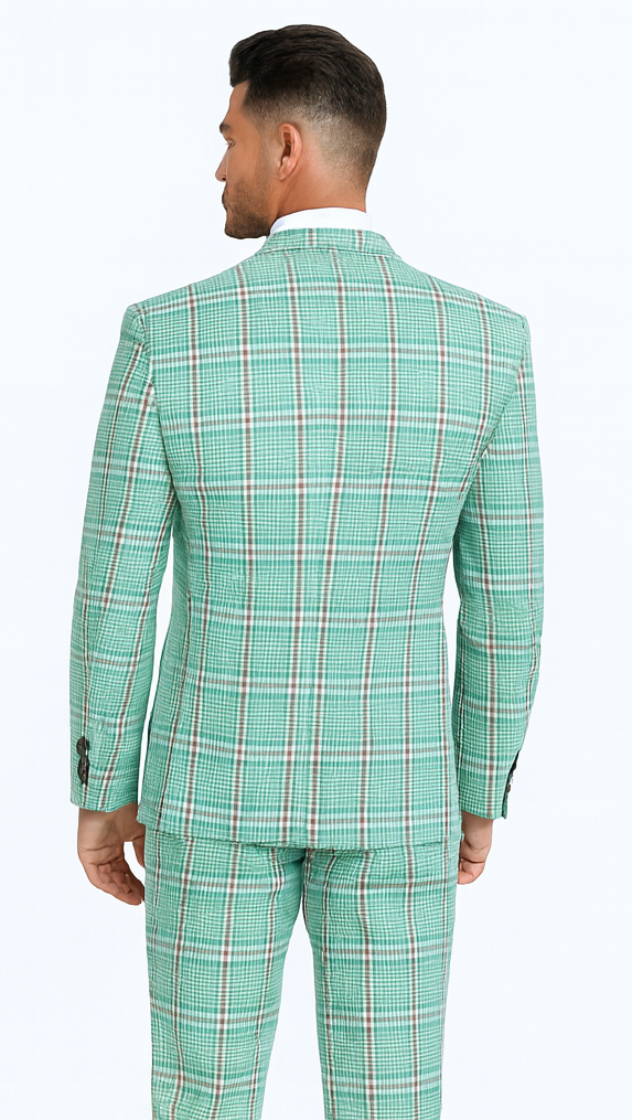 Rossi Man MAX RM1825 Slim Fit 3-Piece Mint Green Suit - Formalwear at USA Men's Outlet