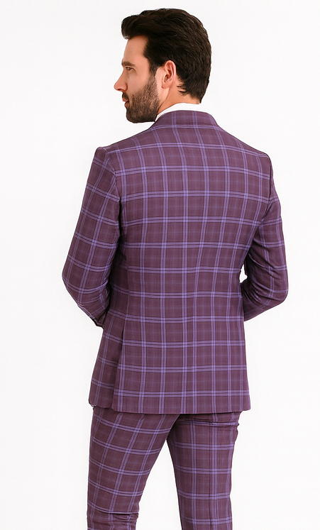 Rossi Man MAX RM1834 Slim Fit 3-Piece Purple Suit - Elegant Men’s Formalwear USA Men's Outlet
