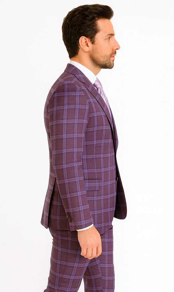 Rossi Man MAX RM1834 Slim Fit 3-Piece Purple Suit - Elegant Men’s Formalwear USA Men's Outlet