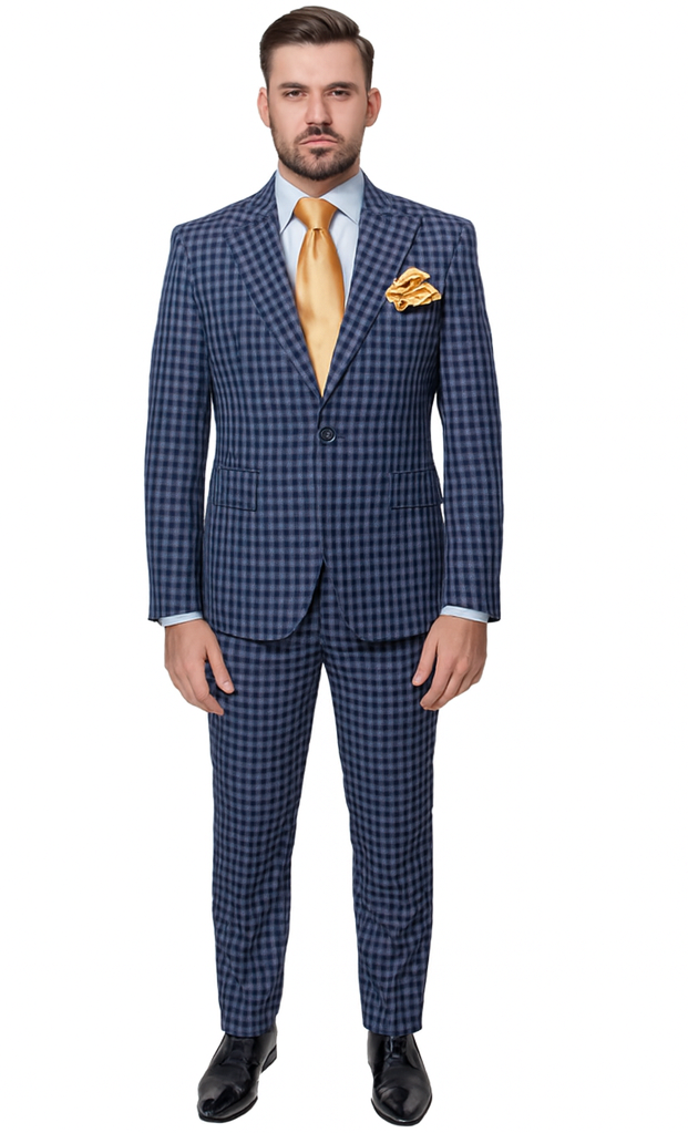 Rossi Man MAX RM1835 Blue Slim Fit 3-Piece Suit - Men’s Formalwear by USA Men's Outlet
