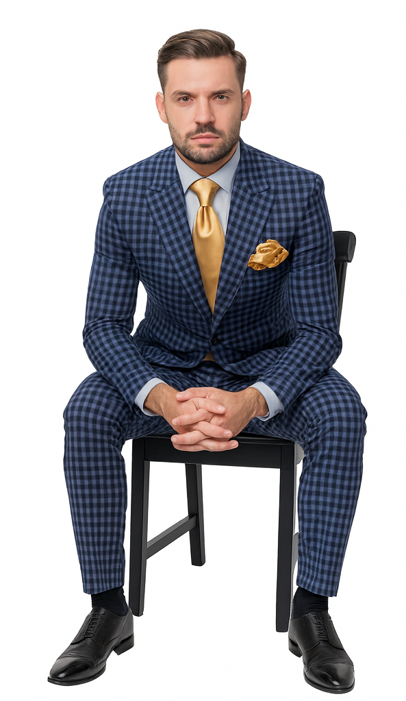 Rossi Man MAX RM1835 Blue Slim Fit 3-Piece Suit - Men’s Formalwear by USA Men's Outlet