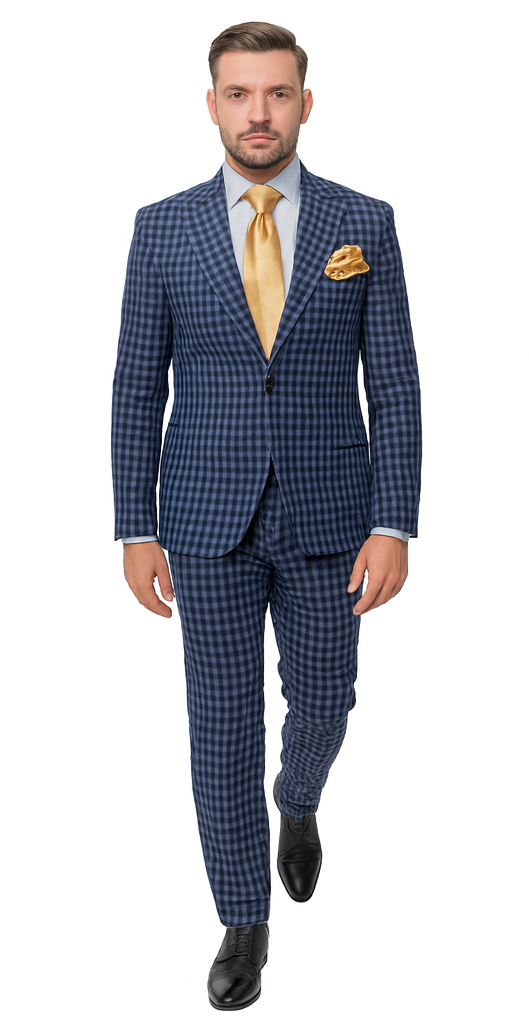 Rossi Man MAX RM1835 Blue Slim Fit 3-Piece Suit - Men’s Formalwear by USA Men's Outlet