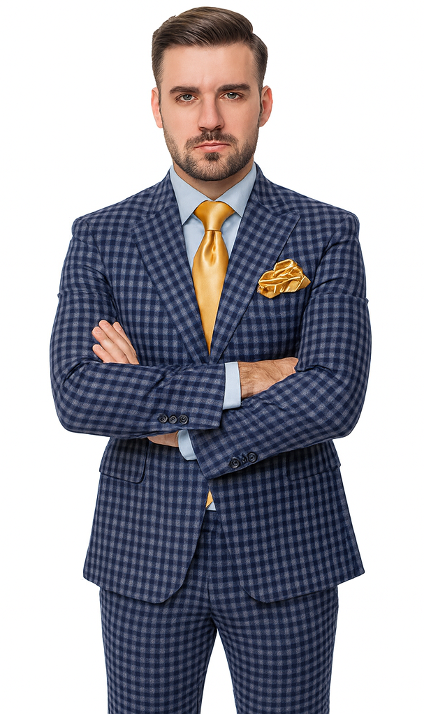 Rossi Man MAX RM1835 Blue Slim Fit 3-Piece Suit - Men’s Formalwear by USA Men's Outlet
