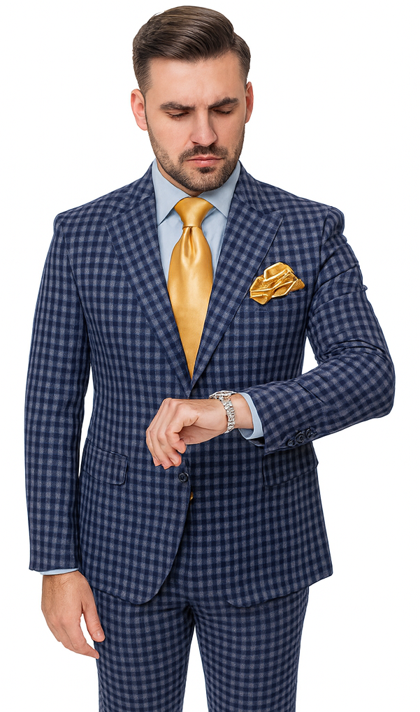 Rossi Man MAX RM1835 Blue Slim Fit 3-Piece Suit - Men’s Formalwear by USA Men's Outlet