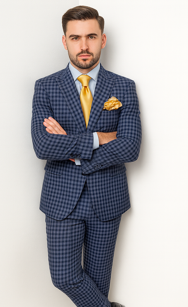 Rossi Man MAX RM1835 Blue Slim Fit 3-Piece Suit - Men’s Formalwear by USA Men's Outlet