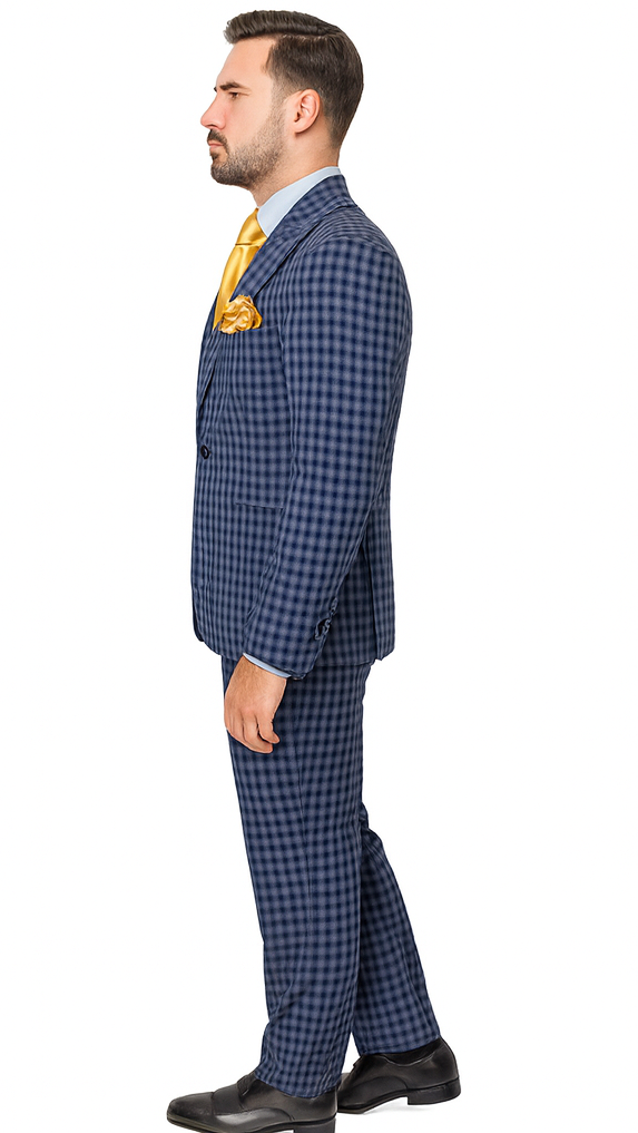 Rossi Man MAX RM1835 Blue Slim Fit 3-Piece Suit - Men’s Formalwear by USA Men's Outlet