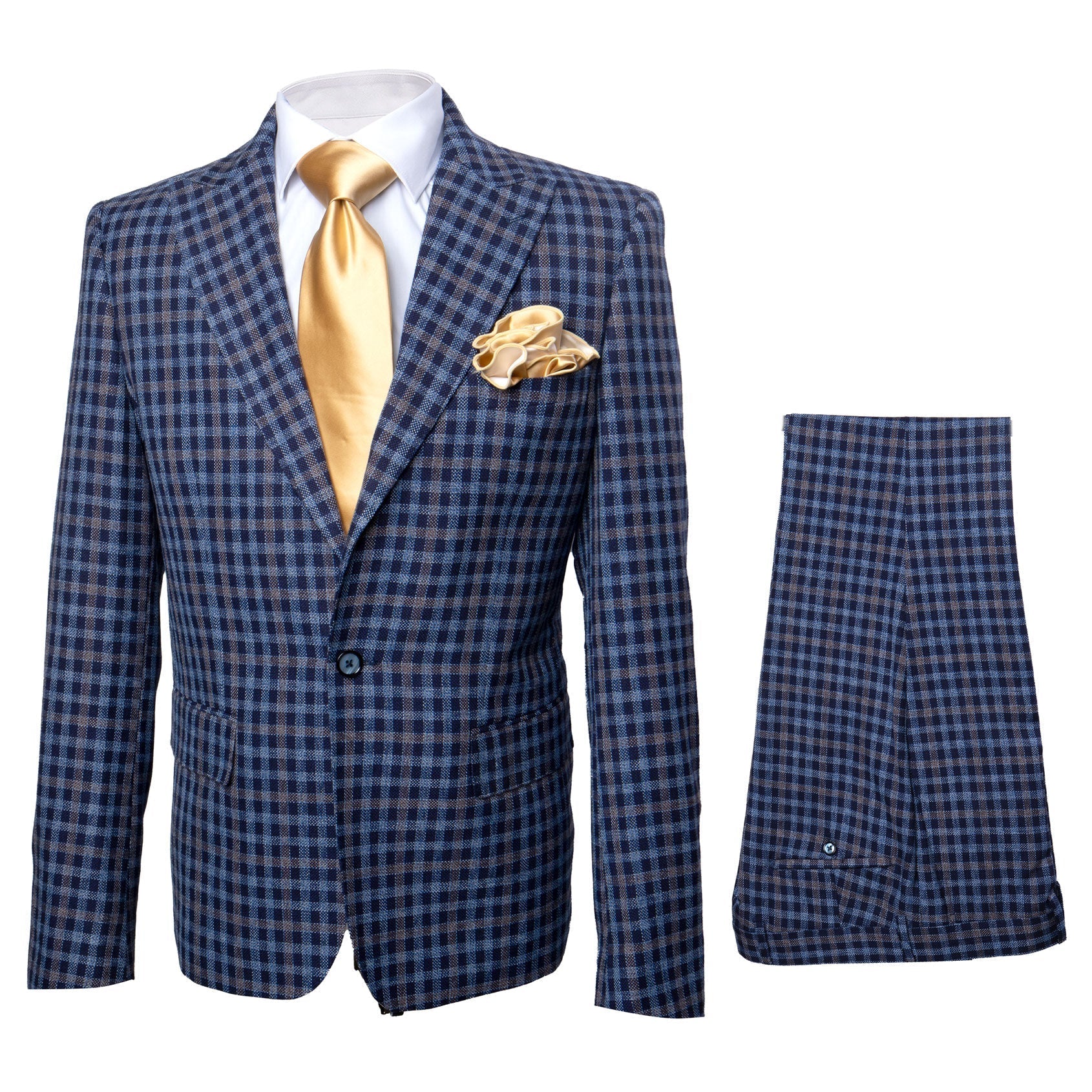 Rossi Man MAX RM1835 Blue Slim Fit 3-Piece Suit - Men’s Formalwear by USA Men's Outlet