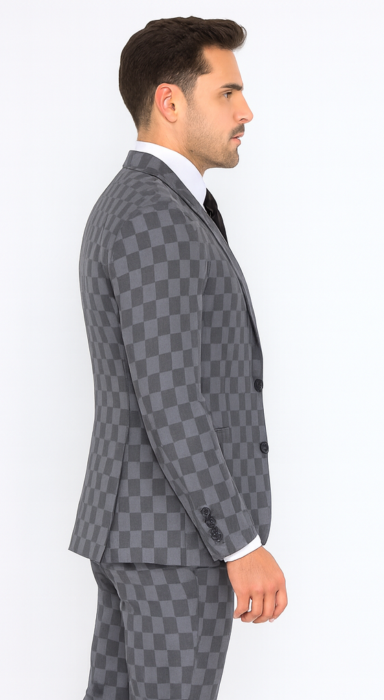 Rossi Man MAX RM1836 Grey Slim Fit 3-Piece Suit - Men’s Formalwear by USA Men's Outlet