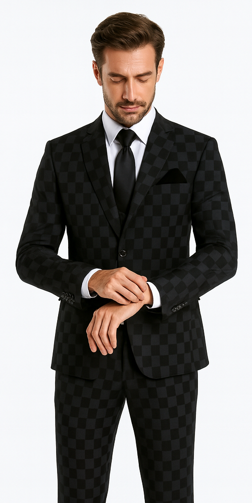 Rossi Man MAX RM1837 Black Slim Fit 3-Piece Suit - Men’s Formalwear by USA Men's Outlet