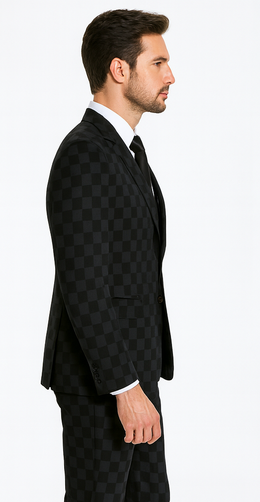 Rossi Man MAX RM1837 Black Slim Fit 3-Piece Suit - Men’s Formalwear by USA Men's Outlet